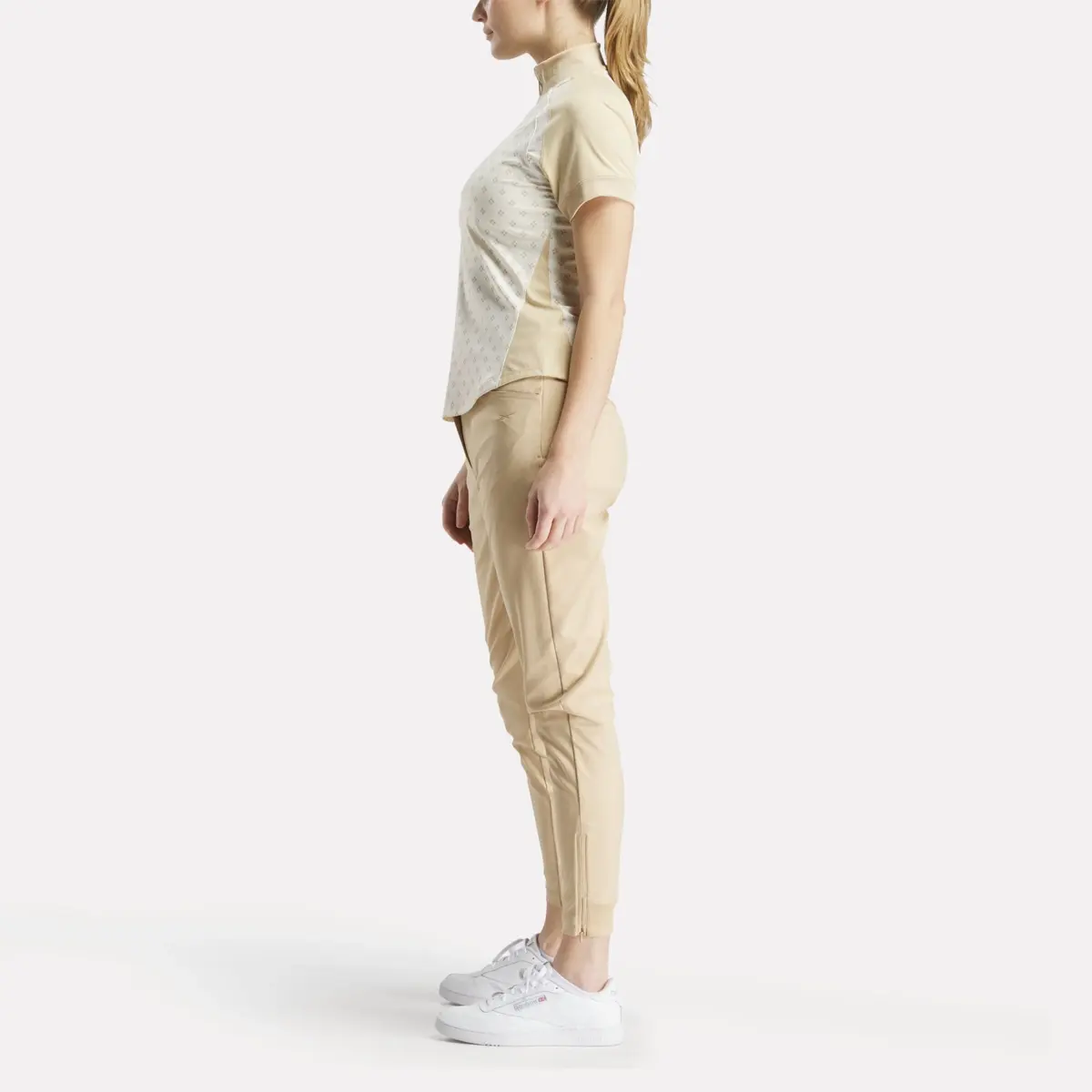 Haut à manches courtes et fermeture éclair 1/4 avec imprimé mini argyle pour femmes