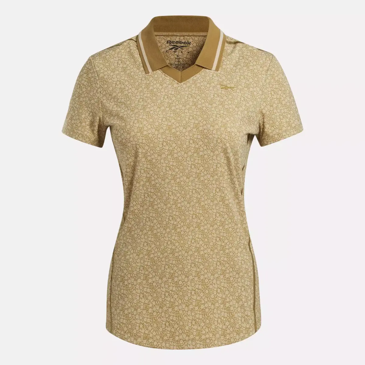 Polo à manches courtes et col Johnny à micro-motifs floraux pour femmes