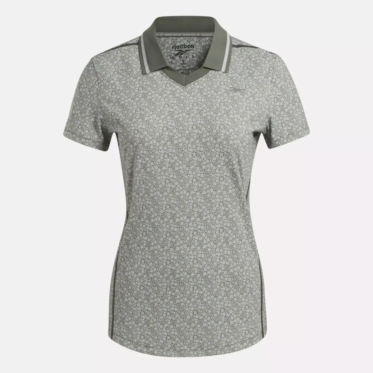Polo à manches courtes et col Johnny à micro-motifs floraux pour femmes