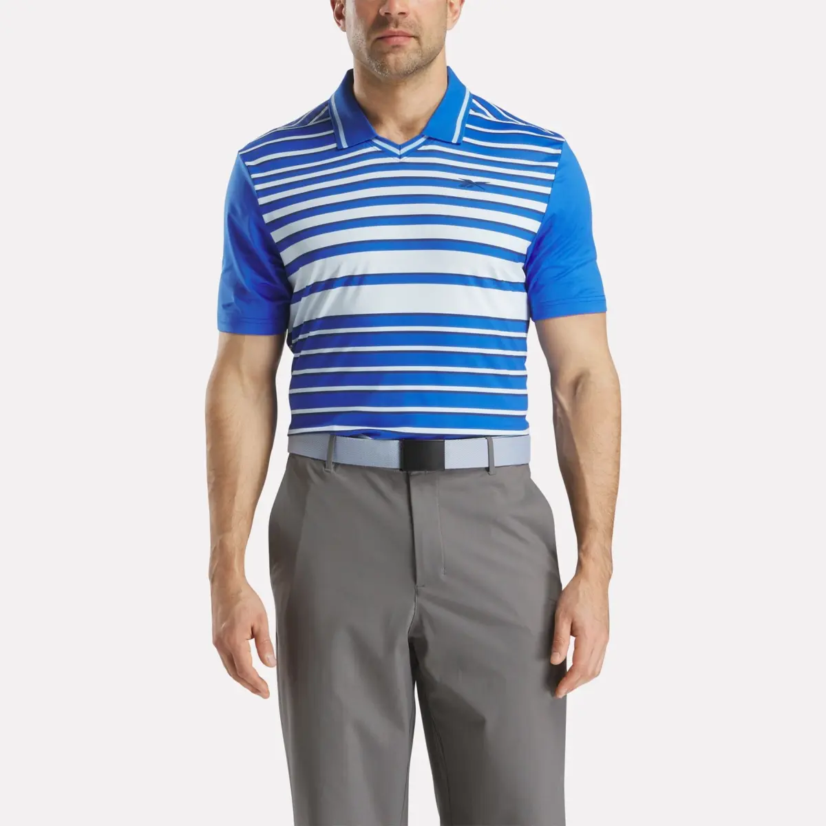 Polo à manches courtes et rayures pour homme avec col côtelé