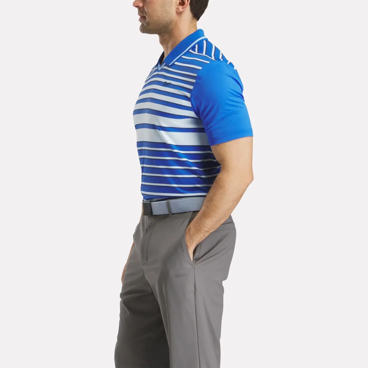 Polo à manches courtes et rayures pour homme avec col côtelé